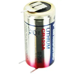 Panasonic CR123A Batterie mit 3er Printanschluss 1er Print Plus und 2er Print - Kontakt, Spannung 3 Volt