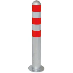 PROREGAL Rammschutzpoller CITY aus Stahl mit roten Reflexstreifen | Ladesäulen-Schutz zum Aufdübeln | HxØ 80x10,8cm | Silber/Rot