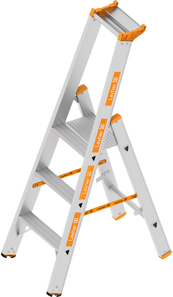 Stufen-Stehleiter, einseitig begehbar, 3 Stufen inkl. Plattform Layher