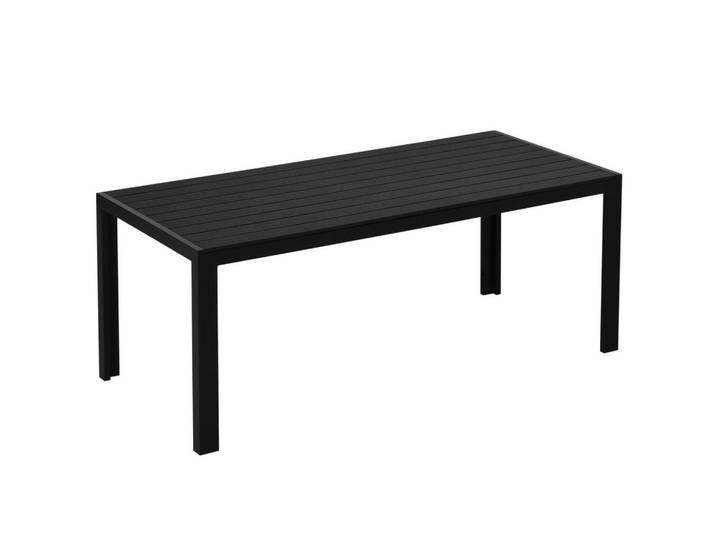 Modfu Gartentisch aus Aluminium 190 x 84,5 x 72 cm Schwarz wetterbeständig, Metall, 84.5x72x190 cm, Gartenmöbel, Gartentische, Loungetische