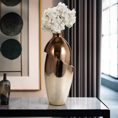 Sagebrook Home Decorative Vase - Bronze Glass Abstract Speckled Modern,19in