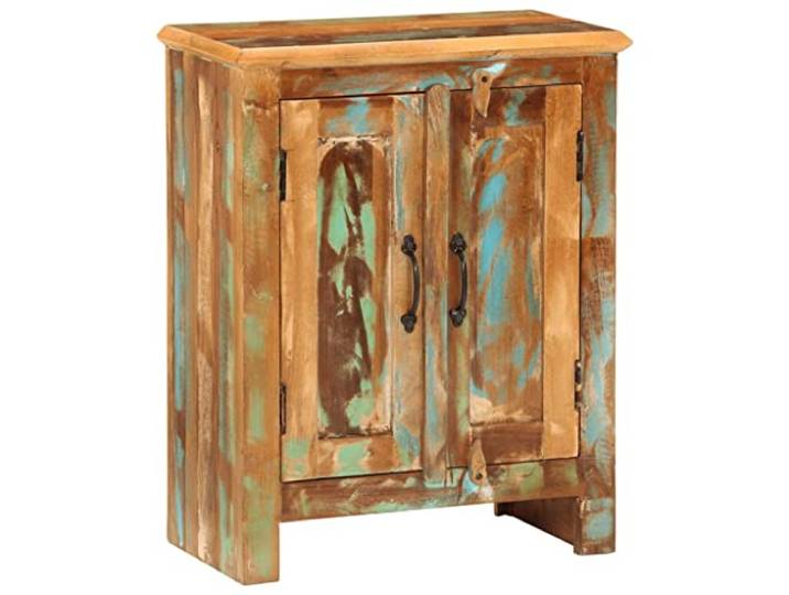 GHVBNMF Sideboard Altholz Massiv 55x30x70 cm Kommode mit 3 Fächern Rustikaler Beistellschrank aus Echtholz für Flur, Esszimmer und Wohnzimmer mit Wandsicherung.