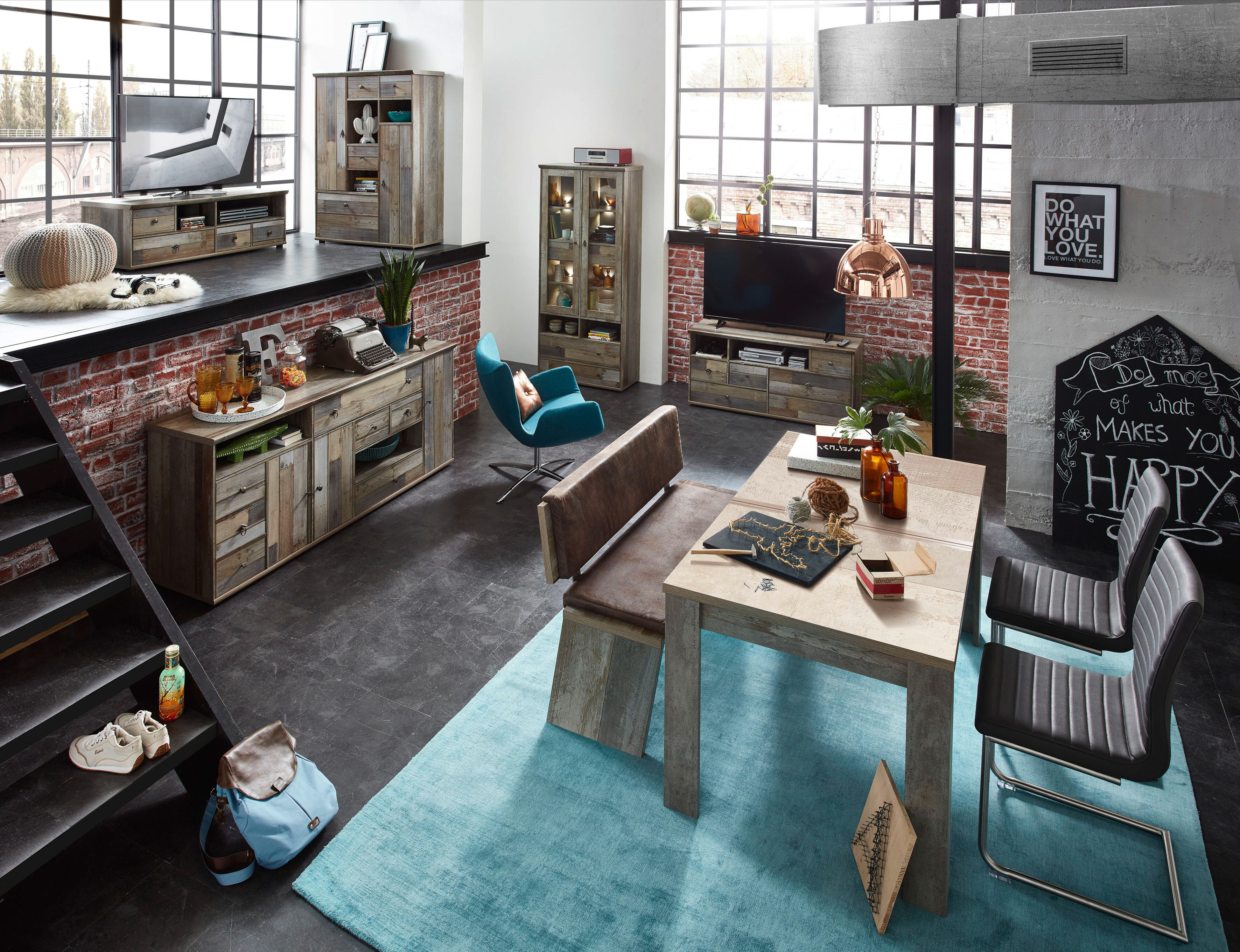 Lowboard INNOSTYLE "BONANZA", braun, B:130cm H:43cm T:52cm, Holzwerkstoff, Sideboards, Lowboard, 4 Schubladen, 2 Fächer, 1 Kabeldurchlass, ABS Kantenschutz