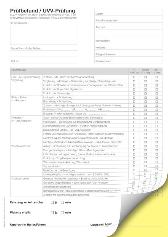 EICHNER UVV-Prüfung Formularbuch, DIN A4 9096-00202