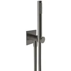 Herzbach Design iX PVD Wannenset 21.914400.2.40 Black Steel, integriertem Brauseanschlussbogen, Brauseschlauch 1.250mm