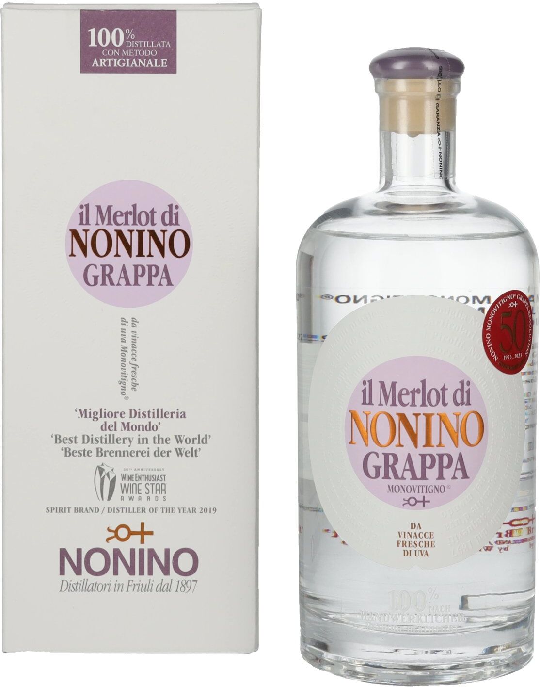 Nonino Grappa Monovitigno il Merlot 41% Vol. 0,7l en boîte cadeau