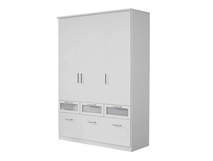 Rauch Möbel Bochum, Kleiderschrank, Farbe Weiß/Milchglas, Breite 136 cm