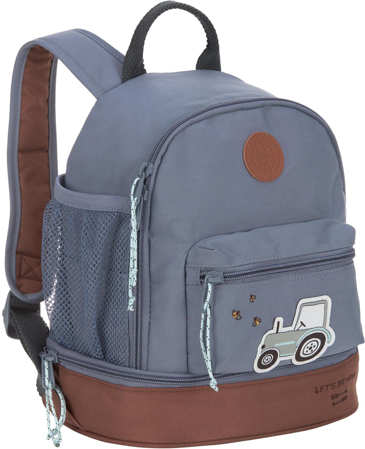 Rucksack LÄSSIG "Mini Backpack Adven", Kinder, Gr. B/H/T: 15,5cm x 24,5cm, blau (blau, braun), Rucksäcke Rucksack blau, braun B/H/T: 15,5cm x 24,5cm