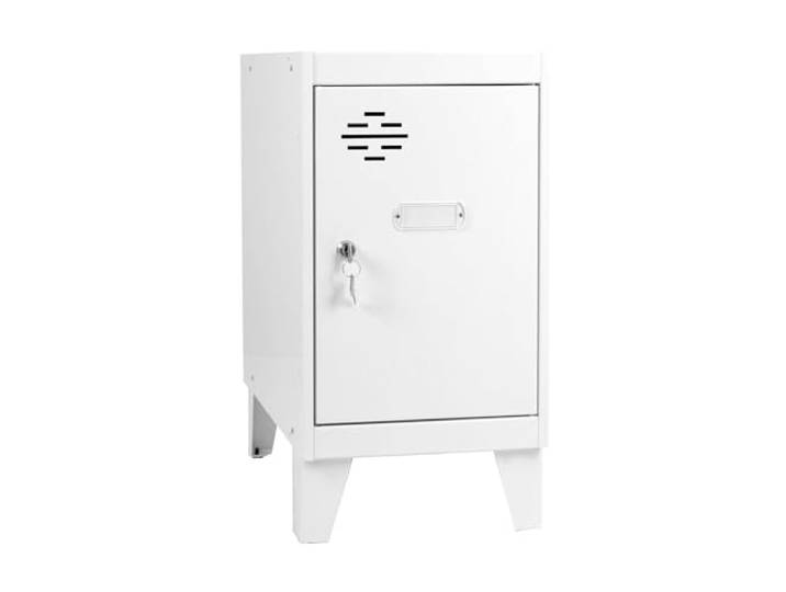 Simon Rack Simonlocker Kommode, klein, 575 x 300 x 500 mm, Amario aus Metall, mit Schlüssel, Weiß