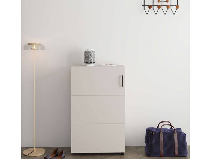 Schuhschrank HOME AFFAIRE Islay, Drehtür auf Rollen, B/T/H: 60/32,4/113,2 cm , kaschmir, B:68cm H:113,2cm T:32,4cm, Holzwerkstoff, Schränke, Schuhschrank, Schuhkommode mit Platz für ca. 18 Paar Schuhe bis Gr. 40
