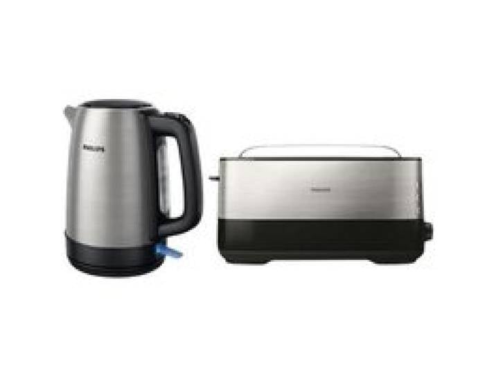 Pack PHILIPS Bouilloire 1.7L + Grille-pain 1 fente 1030W Inox/Noir