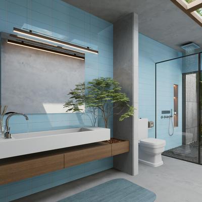 "Merola Tile Piscina Brick Glossy Light Blue 4-3/4"" x 9-5/8"" Porcelain Floor and Wall Tile"