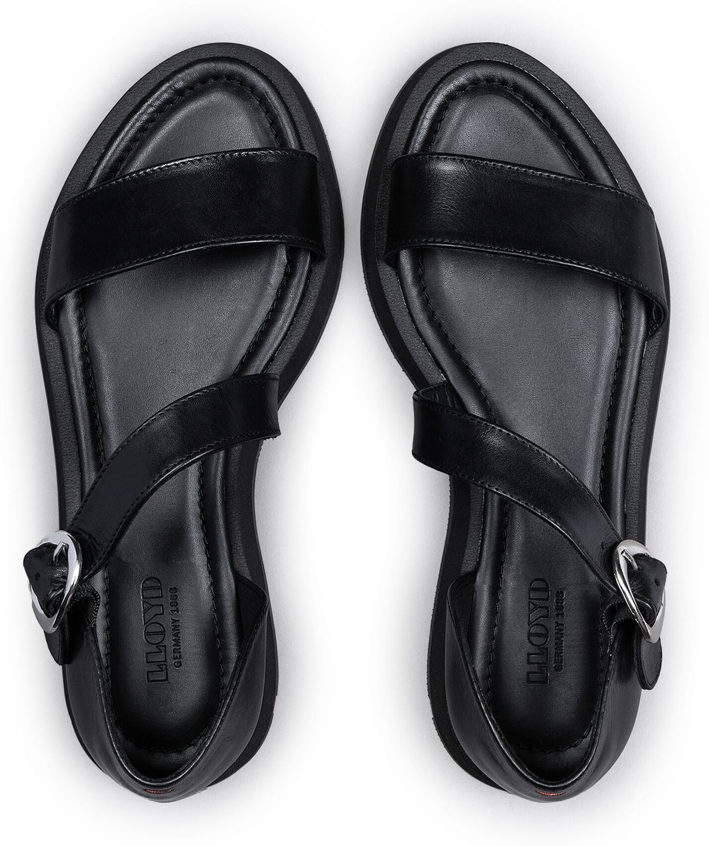 Sandale LLOYD "Hochwertige Sandale", Damen, Gr. 38, atmungsaktiv, schwarz, Leder, unifarben, Schuhe Sandale, mit klassischem Design