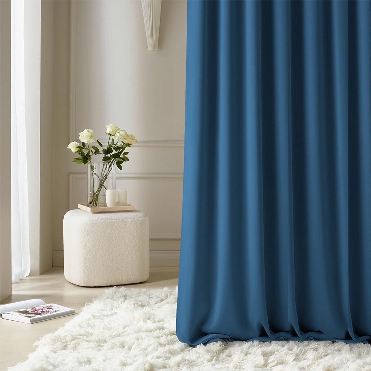 Verduisterend Gordijn met Plooiband - Donkerblauw - 140 x 230 cm