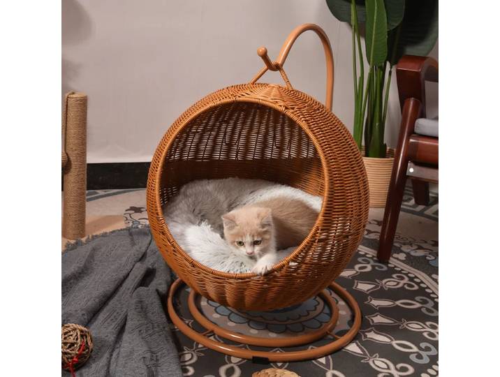 Nouveau Nid pour Chat Durable en Rotin Tressé – Produits pour Animaux de Compagnie – Nid d'Été Rafraîchissant pour Chien – Panier Suspendu – Tapis Saisonnier Universel pour Chat