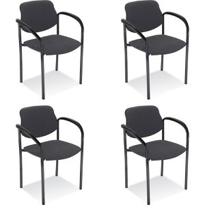 Nowy-Styl Besucherstuhl Styl arm black, stapelbar, Armlehnen, Vierfußstuhl, Stoff, anthrazit, 4 Stück
