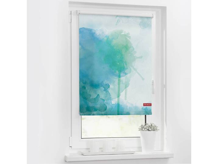 Klemmfix-Rollo Aquarell 60 x 150cm Blau