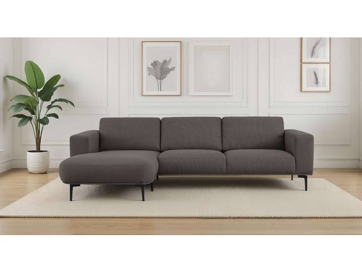 Ecksofa GOODPRODUCT Lillith, 289 cm, L-Form, gemütlicher Sitzkomfort , grau (dunkelgrau), B:289cm H:85cm T:159cm, 100% Polyester, Sofas, Ecksofa, Eckcouch mit runder Recamiere links/rechts, Strukturstoff