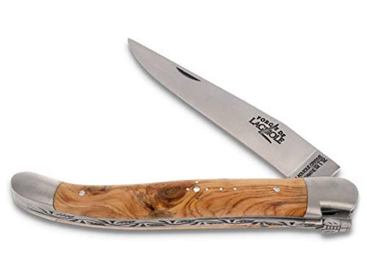 Forge De Laguiole Taschenmesser - 11 cm - Griffschalen Wacholder - Klinge 9 cm und Backen matt - Hochwertiges Messer Frankreich