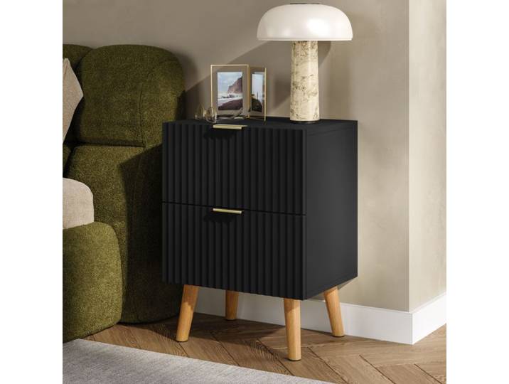 Table de chevet Nand avec 2 tiroirs 55 x 40 x 30 cm noir