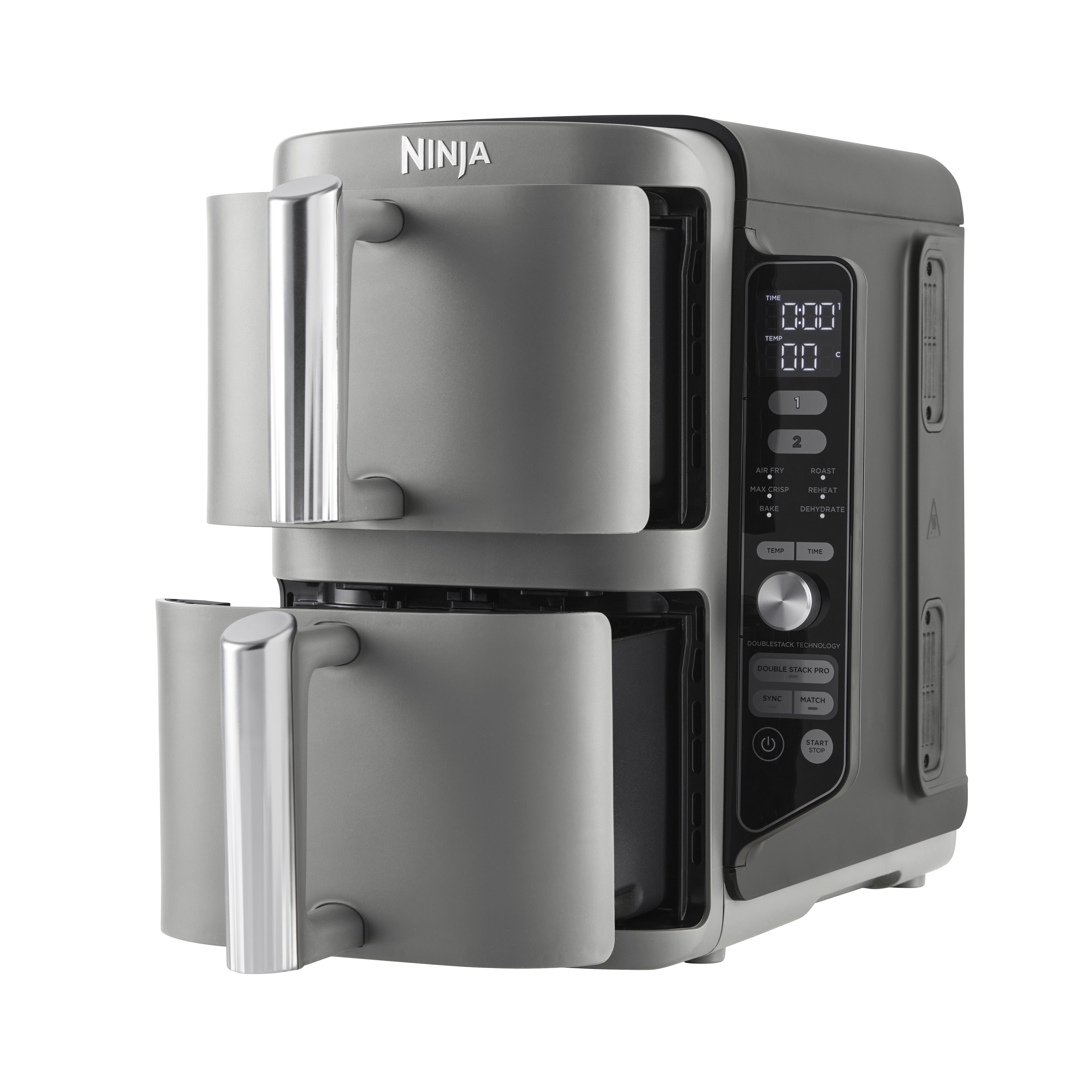Ninja SL400EU Doppel Heißluftfritteuse 9,5 l 2470 W (Schwarz/Grau)