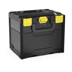 PROREGAL Werkzeugkoffer MetaBox S | HxBxT 34x30x40cm | 31 Liter | Mit Deck- & Frontgriff | ABS-Kunststoff | Verschlüsse Gelb | Werkzeugkoffer