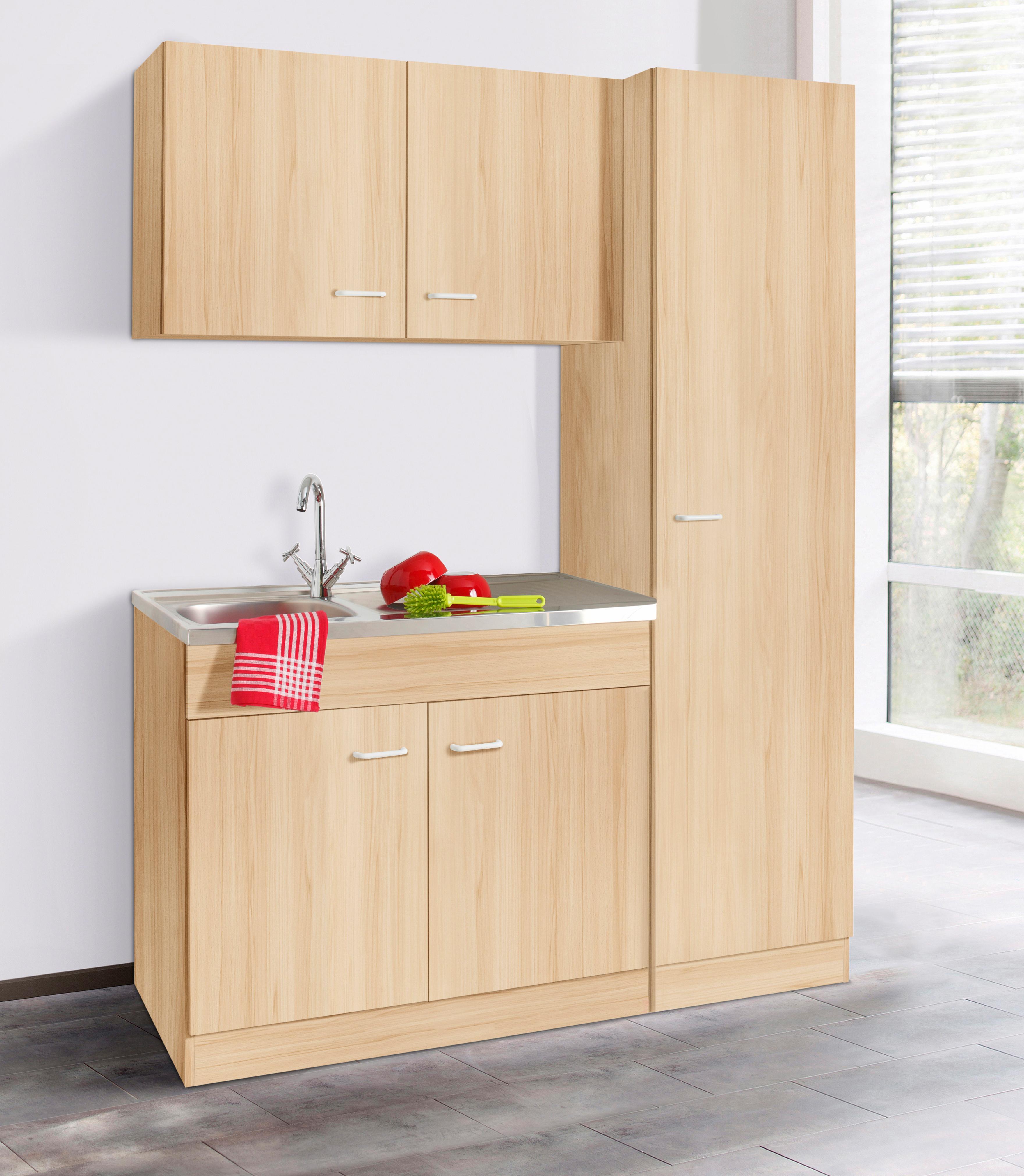 Pantryküche KOCHSTATION "KS-Elster", braun (küche: natur, korpus: buchefarben), B:150cm T:50cm, Komplettküchen-Sets, Pantryküche, ohne E-Geräte, Breite 150 cm