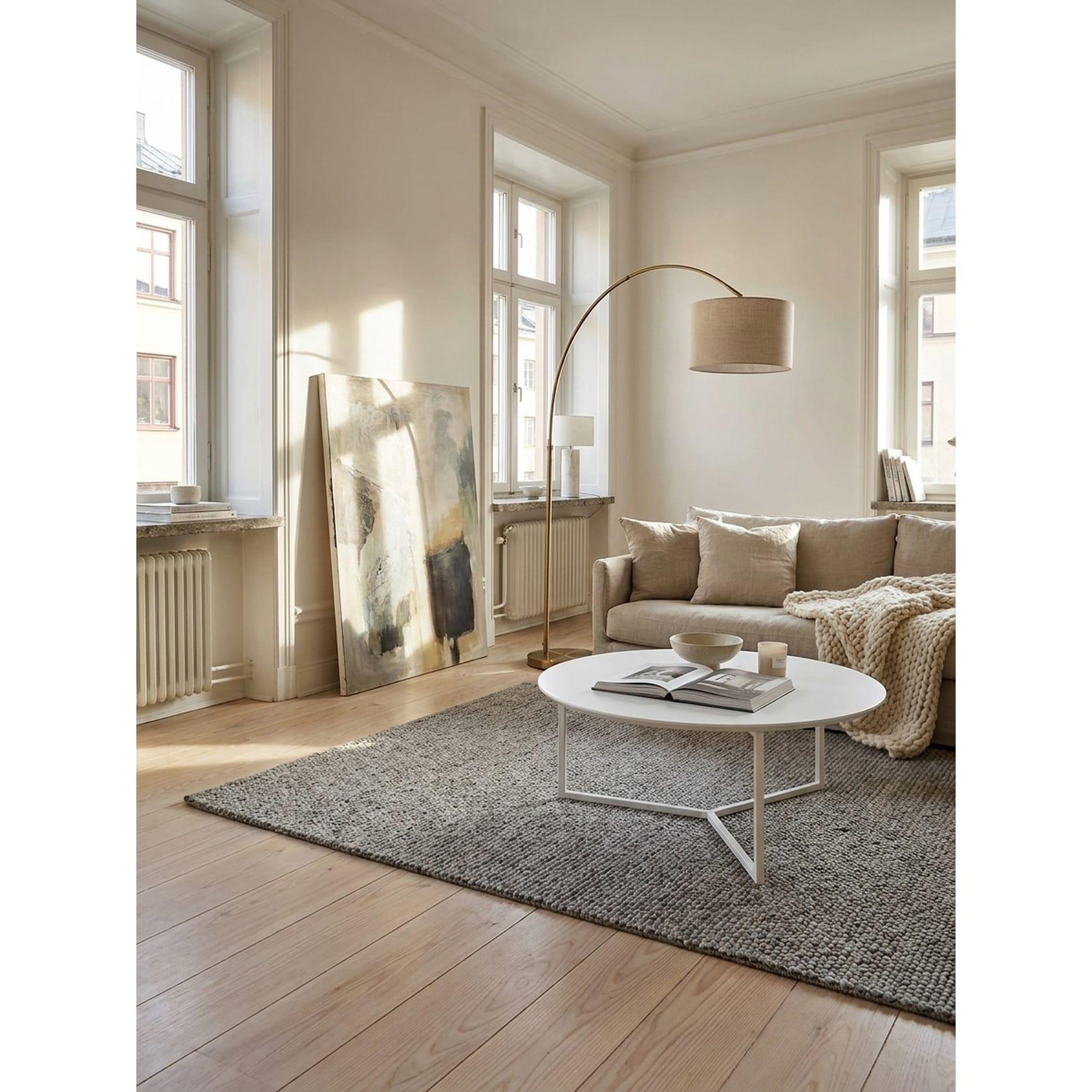 Couchtisch Weiß Matt MDF Holz Metallgestell Ø 80 cm Modern Rund