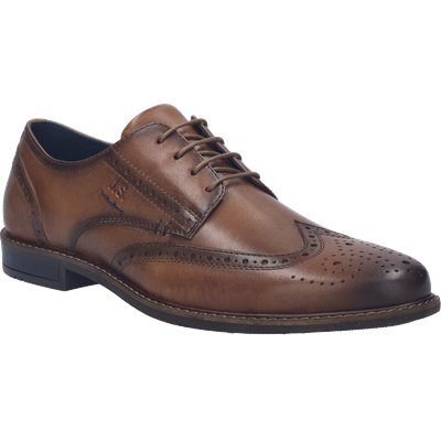 Budapester JOSEF SEIBEL "Desmond 02", Herren, Gr. 44, braun (cognacfarben), Leder, Lyralochung, used, Schuhe, Schnürer, Abendschuh mit elegantem Lyra-Lochmuster, H-Weite