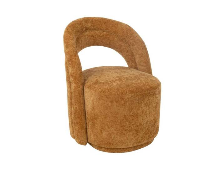 Petit fauteuil 64x66x80 cm en tissu doux ocre - TESTI