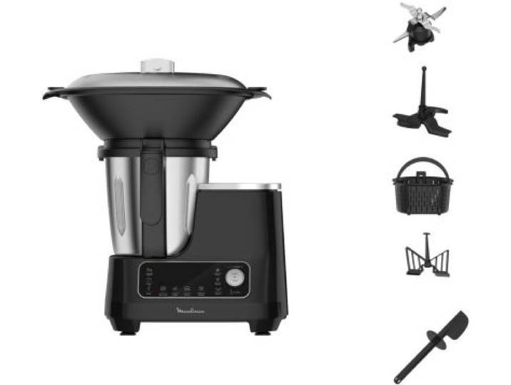 Moulinex - Robot Cuiseur Cuiseur Clickchef Noir + Cuiseur Vapeur