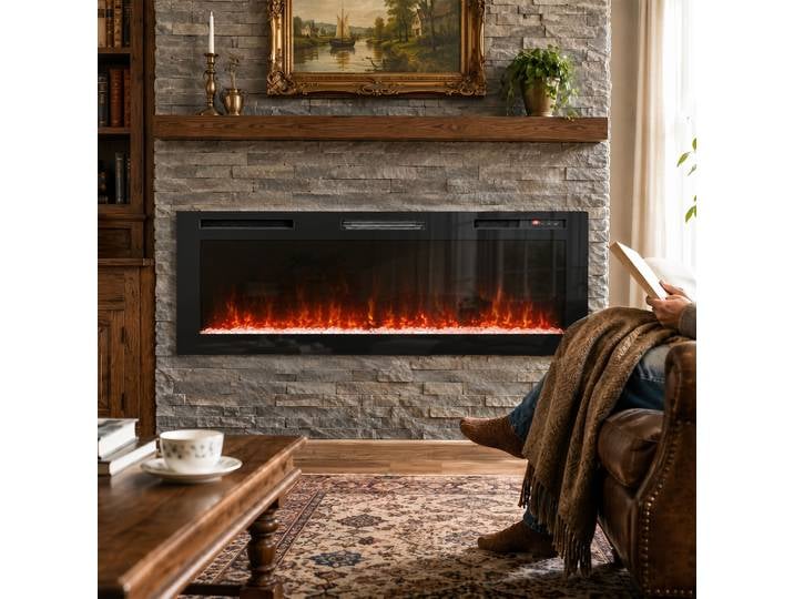 HOMCOM Cheminée Électrique Murale 153cm 900/1800W Noir
