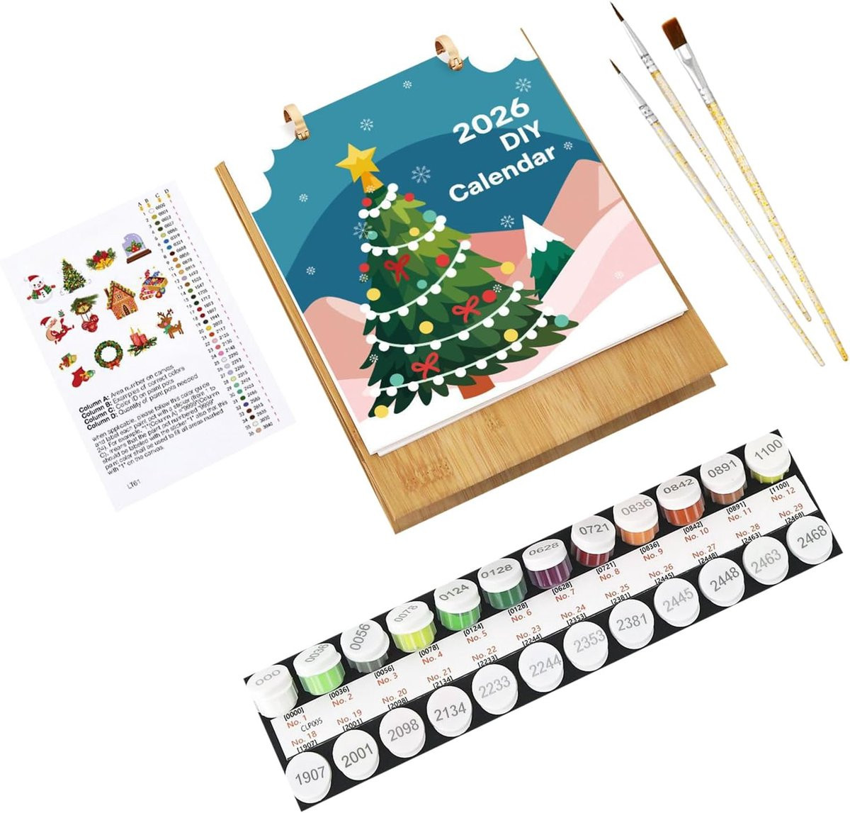 Kerstkalender Aftellen - Verfbare Agenda voor Creatieve Ontspanning - Multicolor - 34 x 23 cm