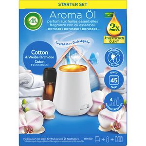 Airwick Diffuser Aroma-Öl, Starterset, für ätherische Öle, 20ml, Cotton & Weiße Orchidee
