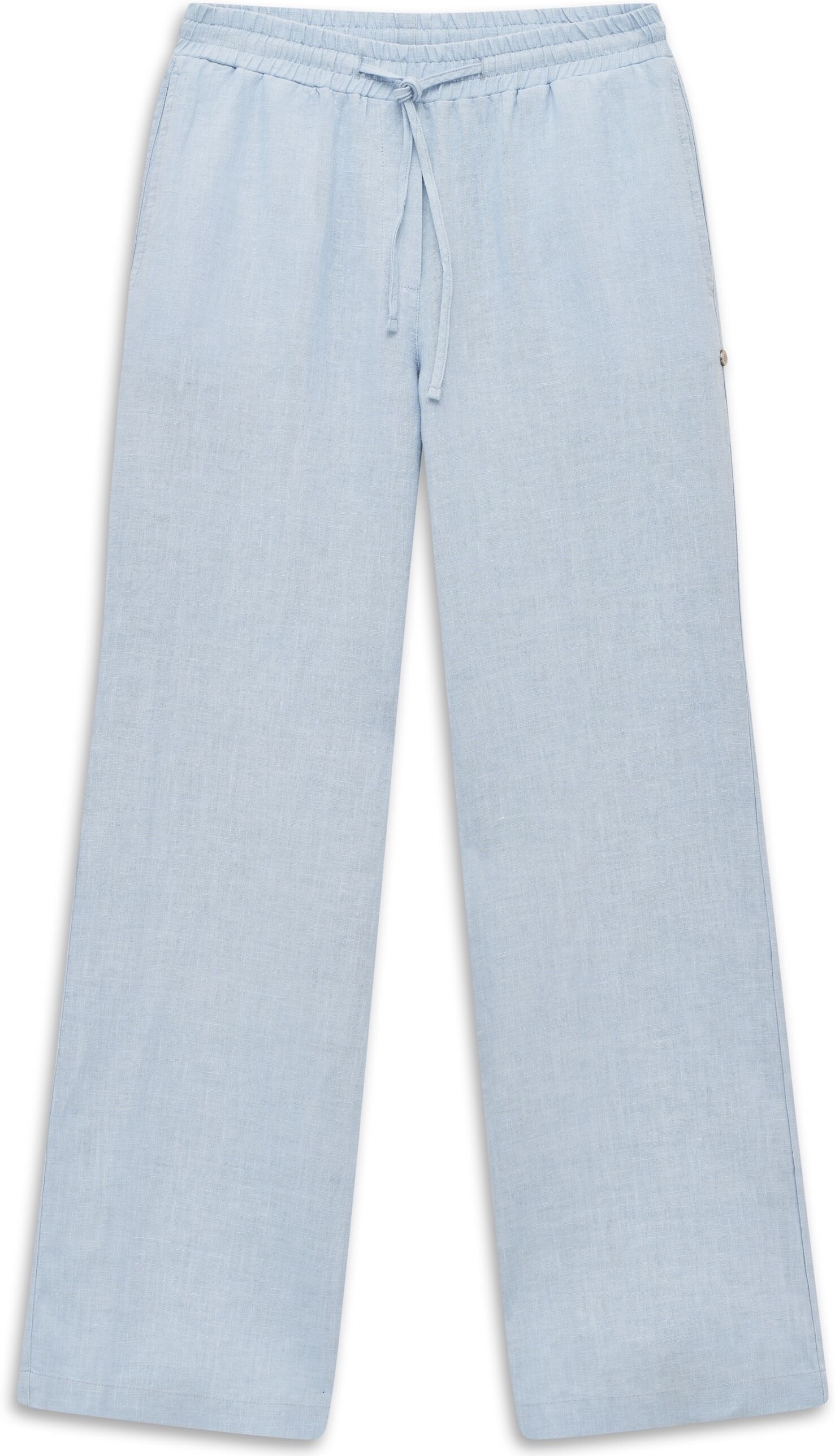 Leinenhose BUGATTI, Damen, Gr. 44, Normalgrößen, blau (340, blaugrau), 100% Leinen, unifarben, normal, Hosen Leinenhose, Modern Fit mit entspannter Bundlösung