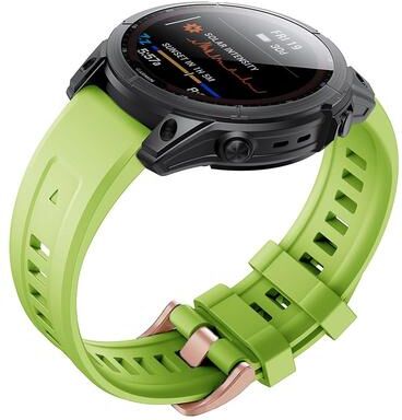 Everyday Crate Garmin Fenix 7S Silicone Watch Band With Rose Gold Buckle Soft Replacement Wrist Strap green