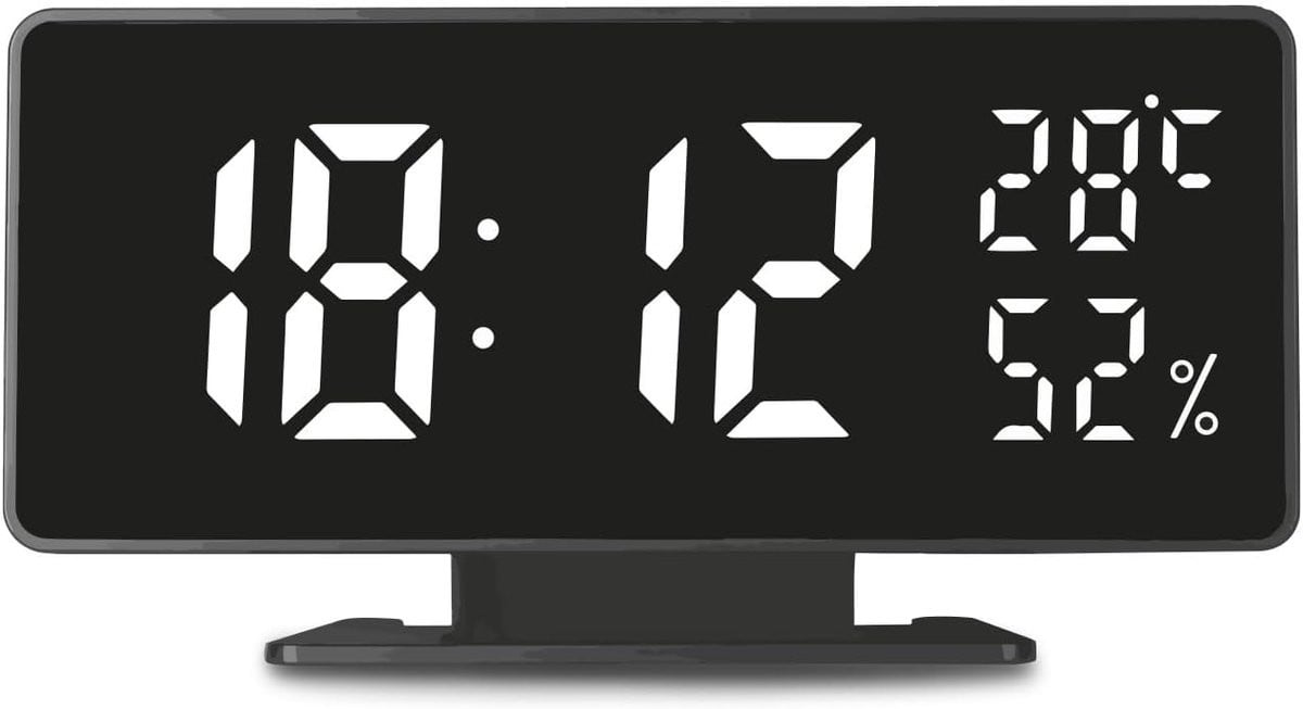 Digitale Wekker met alarm, thermometer en hygrometer - Zwart