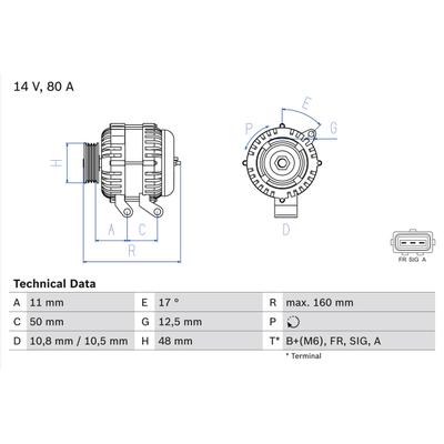 BOSCH Generator 0 986 044 701 für Ford