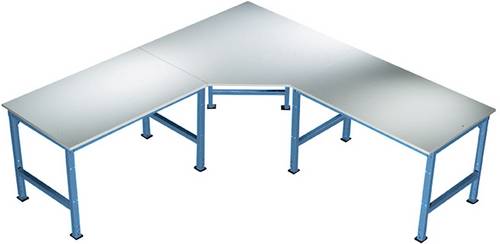 Manuflex AU0031.5007 Fünfeck-Verkettungselement UNIVERSAL mit Melamin-Platte, für Tischtiefe = 600mm Brillantblau (RAL 5007)