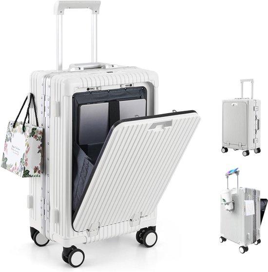 Handgepäckkoffer 50,8 cm - Hartschalenkoffer mit Aluminiumrahmen - PC-Reisekoffer mit 4 Rollen - TSA-Schlösser und USB-Anschluss - Rollkoffer für Handgepäck