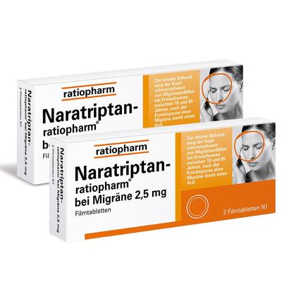 NARATRIPTAN-ratiopharm bei Migräne Filmtabletten 2x 2x2 St