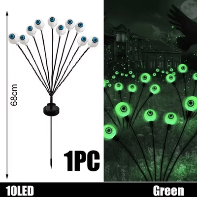 Inspire Curations Solar Halloween Eyeball Stake Lights For Spooky Outdoor Decor green 10led 1pc