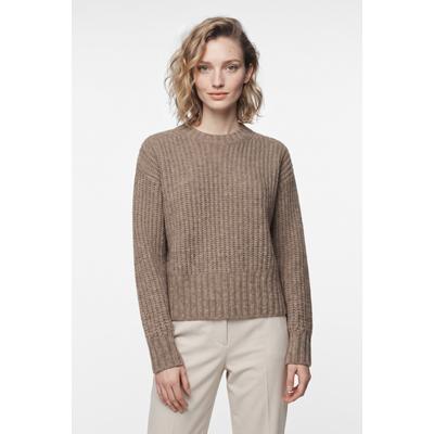 Strickpullover PEPE JEANS "ASHLEY CREW", Damen, Gr. XL, beige (schwarz stone beige), Strick, Obermaterial: 65% Polyester, 28% Polyacryl, 5% Wolle, 2% Elasthan, unifarben, hüftbedeckend, Rundhals, Rippbündchen, Pullover Strickpullover, mit...