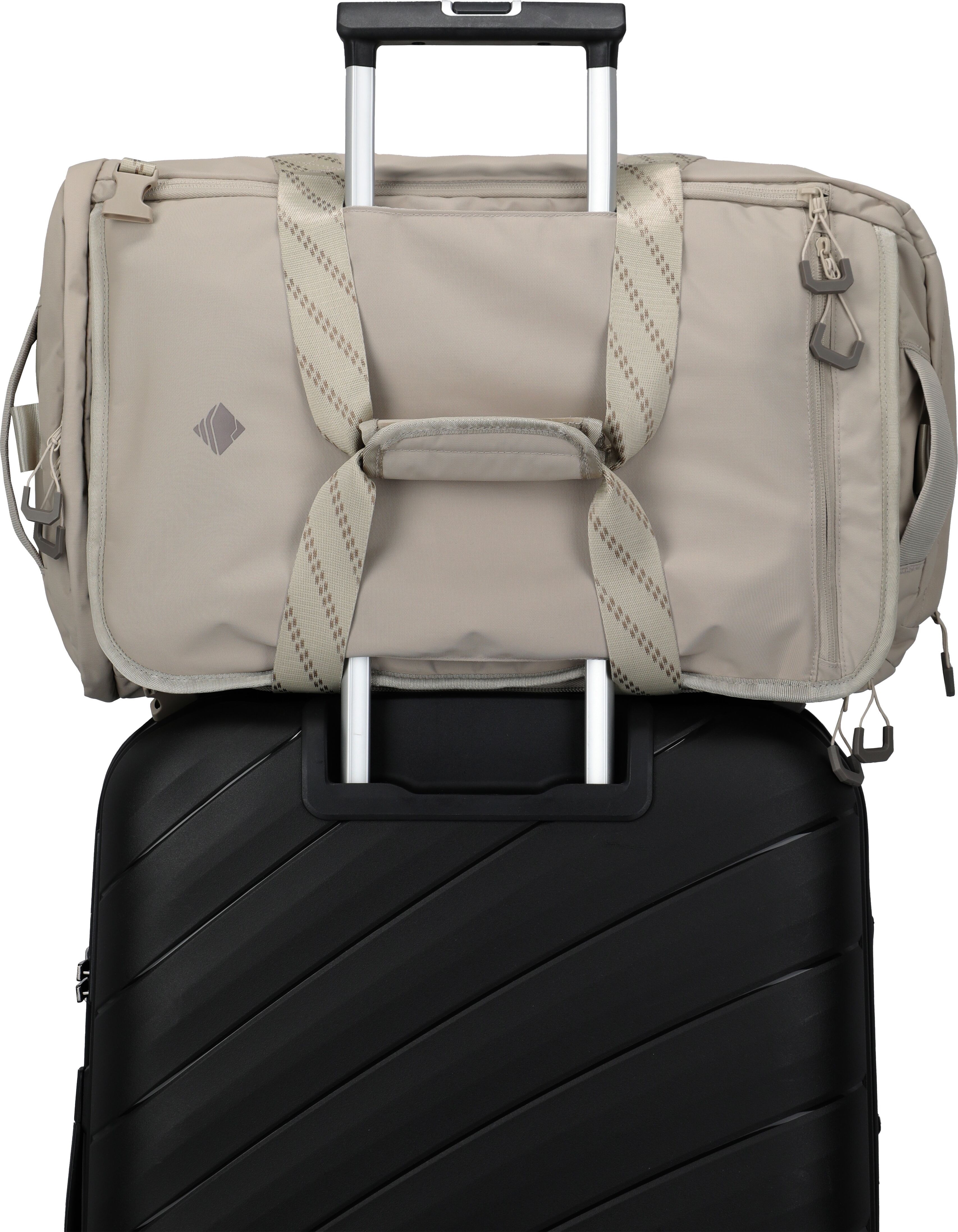 Reisetasche TRAVELITE "VENTURE LINE Duffle Bag", Damen, Gr. B/H/T: 50cm x 34cm x 23cm, beige (sand), Nylon, Taschen Reisetasche, aus robustem Nylon mit flexiblen Trageoptionen und Schuhfach sand B/H/T: 50cm x 34cm x 23cm