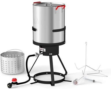 Feasto 30 QT Outdoor Turkey Fryer Set with 50,000 BTU Burner, Aluminum Pot, Basket