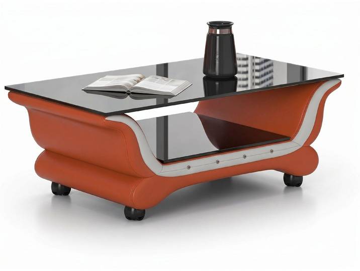 JVmoebel Couchtisch Couchtisch Modern Orange Weiß Glasplatte Elegant Wohnzimmer Tisch
