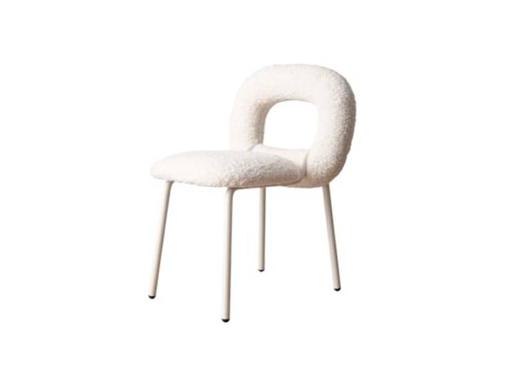 tDZP7yWpc Küchenstühle Modern Boucle Dining Chairs, Kitchen & Room, Backrest Upholstered with Metal Legs(Weiß)