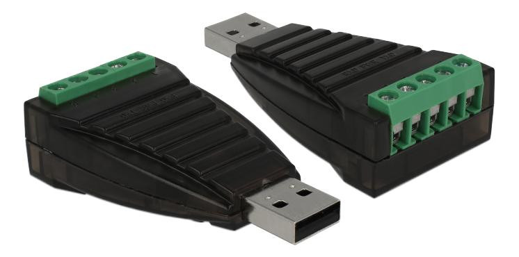 Delock USB 2.0 Type-A naar RS-422/485 seriële converter met ESD- en overspanningsbeveiliging (15 kV)