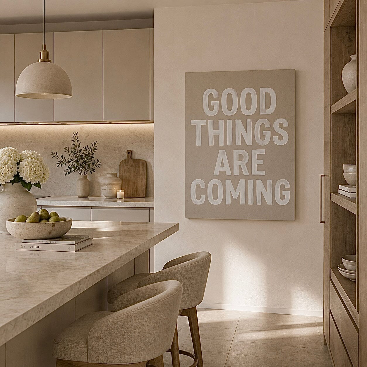 'Good Things are Coming' Neutral Canvas Wall Art
