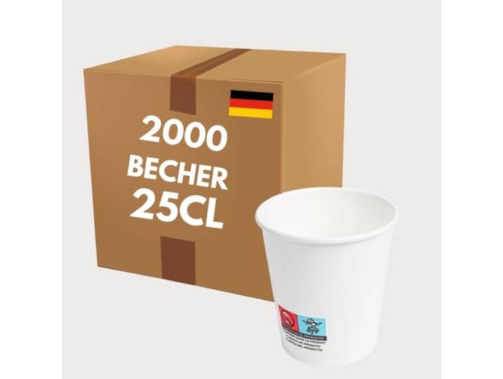 COVR Weiße Pappbecher Coffee to Go, Einweg Kaffeebecher & Papierbecher, für Heiß- & Kaltgetränke, robust und griffig, 25 cl (8 oz), 2000 Stück